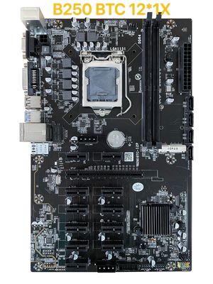 B250 Madencilik Anakartı BTC 12*1X PC1-E16X LGA 1151 DDR4 SATA3.0 Desteği