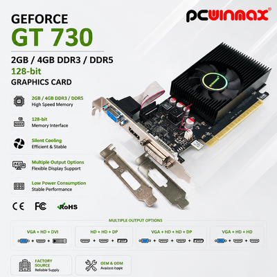 PCWINMAX Geforce GT 730 2GB 4GB DDR3 DDR5 64 Bit Grafik Kartı PC için HD+HD+DP Portları Düşük Profilli Video Kartı