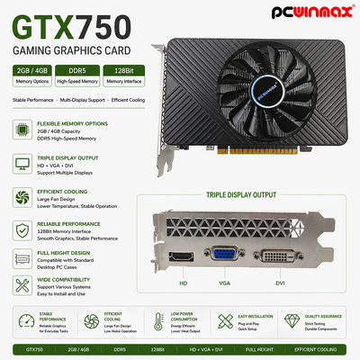 PCWINMAX Geforce GTX 750 4GB Grafik Kartı DDR5 128Bit DP HD DVI Çıkış PCIe x16 Grafik Kartı