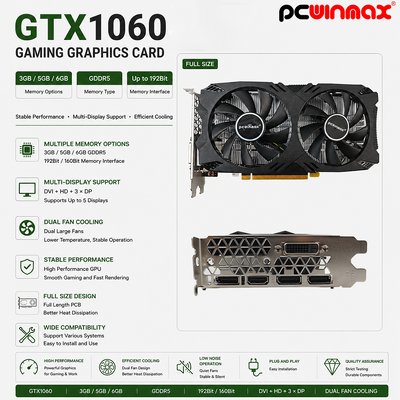 PCWINMAX OEM GEFORCE GTX 1060 5GB GDDR5 160bit Oyun Grafik Kartı HD DP DVI Çıktı ile Çift Fans Çıktı Video Kartı