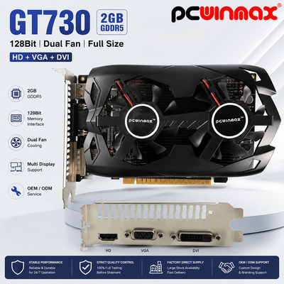 PCWINMAX Geforce GT 730 2GB DDR5 128 Bit Tam Boyutlu GK108 VGA+HD+DVI Arayüzü Çift Fan Oyun Grafik Kartları