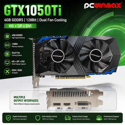 PCWINMAX Geforce GTX 1050 Ti 4 GB GDDR5 128Bit Oyun Grafik Kartı HD Çıkışlı OEM/ODM Masaüstü Bilgisayar için Stokta